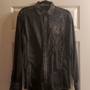 Roar "Strength Refined" Distressed Button Up